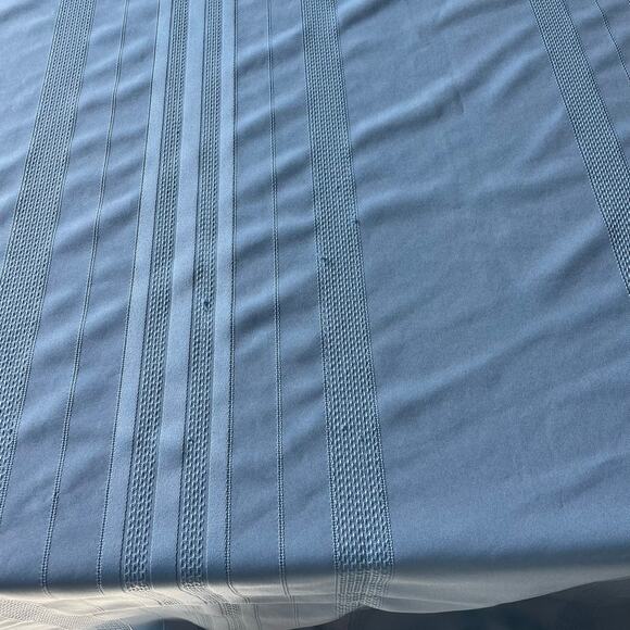Vintage Sky Blue Woven Damask Tablecloth Rectangular Striped 1980s Fabric Craft - Picture 2 of 13